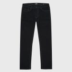 Satin-Embroidered Pocket Slim-Fit Jeans – Black