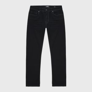 Defined Plain-Pocket Slim-Fit Jeans – Black